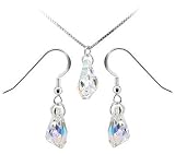 Clear AB Swarovski Crystal Sterling Silver Earring Pendant Necklace Set