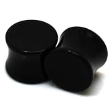 Black Acrylic Plain Double Flared UV Ear Gauges Plugs ~ 2G ~ 6.5mm ~ Sold as a Pair