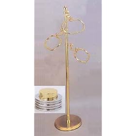 <b>Allied Brass 3 Ring Towel Stand in Brass, Double Dotted Accents</b>