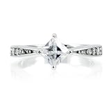 Elisa's Promise Ring - Clear Princess Cut CZ - 925 Sterling Silver, Rhodium Electroplated, 0.6 Carat