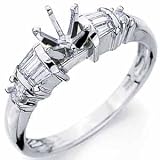 14Kt White Gold Contemporary Diamond Engagement Ring, Semi Mount Setting