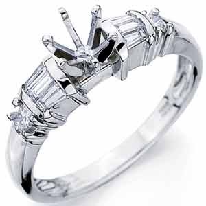 14Kt White Gold Contemporary Diamond Engagement Ring, Semi Mount Setting