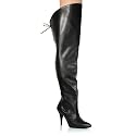 4 Inch Women's Sexy Thigh High Boot With Ultra Wide Shaft Thigh Boot With Lace Single Sole Black