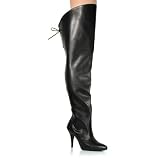 4 Inch Ladies Sexy Thigh High Boot With Ultra Wide Shaft Thigh Boot With Lace Single Sole... by Unknown