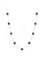 18" Black Freshwater Pearl Tin-cup Necklace in 10K Yellow Gold