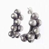 Silver Pewter Splin Berries Half-Moon Earrings
