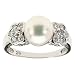 Jewelry : 14k White Gold Diamond and Fresh Water Pearl Ring, 8.5mm