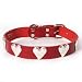 Silver Hearts Leather Dog Collar-20-RED