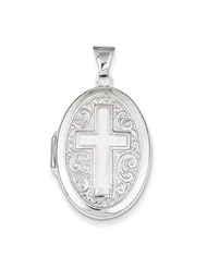 Genuine IceCarats Designer Jewelry Gift Sterling Silver Oval Cross Locket