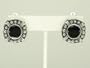 Round, Antiqued Sterling Silver Clip Earring with Black Onyx Center Stone