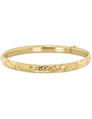 14K Yellow Gold Ladies Hollow 6.0mm Wide Bangle Bracelet