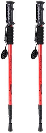 UBOYS LIVING Non-slip Anti Shock Aluminum Alloy Adjustable Hiking Walking Trekking Poles-1 Pair, Red