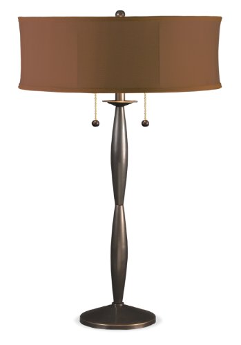 Lighting Enterprises T-1420/1420 Mission Bronze Finish Table Lamp with Coffee Colored Sewn Shade