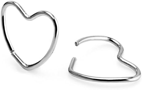 FF Jewelry Shop Womens 1prs Steel 18g 20g 10mm Stainless Steel Heart Clip on Closure Daith Ring Fake Nose Lip Tragus Cartilage Earring Piercing Jewelry