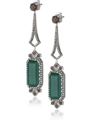 Badgley Mischka Fine Jewelry Champagne Diamonds Green Agate and Smokey Quartz Earrings