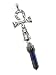 Egyptian Heiroglyphic ANKH with Genuine Blue Lapis Gemstone Dangle Sterling Silver Pendant