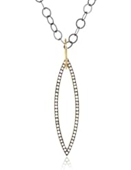 Fern Freeman 22K Pave Diamond Marquis Pendant with Rhodium Silver Chain Necklace, 39.70"
