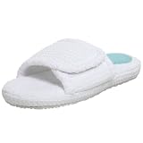 Dearfoams Womens Bliss Waffled Slide Slipper,White,Small
