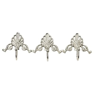Vintage Style Metal Scalloped 3 Hook Coat Rack
