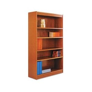 Alera Wood Veneer 6-Shelf Square Corner Bookcase, Finished Back, 36w x 12d x72h, Cherry... by Alera