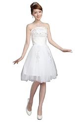 Strapless Organza Bubble Dress Short Sequined Empire   Waistline Evening Dress/Bridesmaid Dress/Party Dress/Wedding Dress 