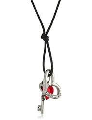 Bob Siemon Pewter "Love Never Fails" Heart with Key Pendant Necklace, 24"