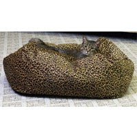 K&H Kitty Cuddle Cube Cat Bed large- 24 length x 24 width x 10 height leopard print plush