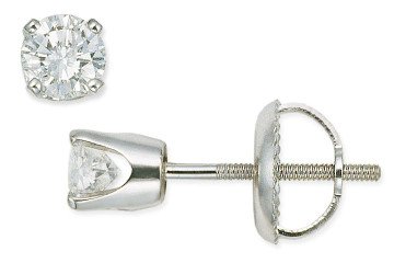 1/2 Carat Diamond 14K White Gold Solitaire Studs