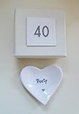 East of India 'Forty' Porcelain Heart Dish Gift - 40th Birthday Gift