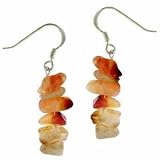 Sterling Silver Genuine Carnelian Chip Earrings