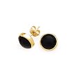 14K Yellow Gold Bezel Set 16 x 12 MM Cabochon Onyx Earring Studs