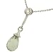Ladies Green Amethyst Briolette Pendant with Bezel Set Diamond Accent on Beaded Chain Diamond .03cttw