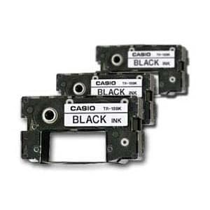 Casio Black Ribbons for All CW Disc Title Printers, 3 Pack (TR-18BK-3P) by Casio