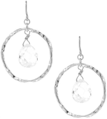Sterling Silver 925 White CZ Teardrop Circle Earrings