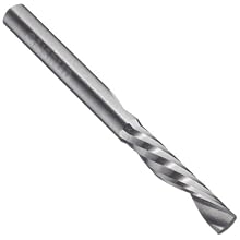 Onsrud Cutter 62-700 Solid Carbide Downcut Spiral O Flute Router Bit, Uncoated (Bright) Finish, 1 Flute, 21 Degree Helix