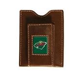 Minnesota Wild Brown Leather Money Clip with Cardholder