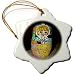 A Russian Stacking Doll Painted as a Girl with Flowers and Bright Colors - 3 Inch Snowflake Porcelain Ornament