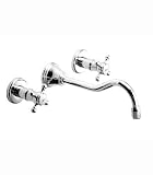 Jado 853/138/100 Victorian Wall Mounted Widespread Lavatory Set - Cross Handles, Polished Chrome
