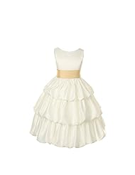Girls Tea Length  Polyester/Satin  Dress With a Bow(s) and a Sash 