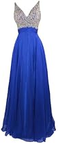 Hot Sale Meier Women's Rhinestone A Line Formal Chiffon Prom Dress Royal 4