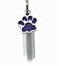 Dog Cat Pet Cremation Urn Keychain with Purple & Silver Paw - Includes Velvet Pouch, Ball-Chain and Fill Kit