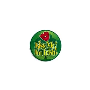 1 Inch Mini Button of Kiss Me I'm Irish (Green Shamrock, Celtic, Club, Gold, Irish, Ireland,...