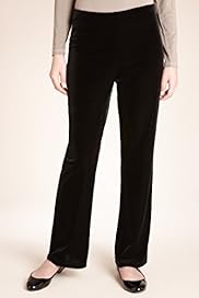 Flat Front Velour Slim Leg Trousers