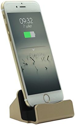 Crelander® iPhone Stand USB Base Desktop Dock Sync 8 pin Data Charger Phone Charging Holder Universal for iPhone 5/5s/5c/6/6s/6Plus--Support iPhone with Different Case (gold )