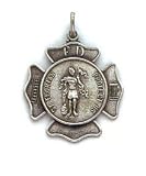 Antiqued Medium Sterling Silver St. Florian Fire Fighters Badge Medal