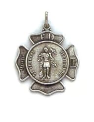 St. Florian Sterling Silver Medal 18" Steel Chains