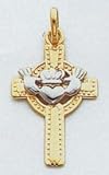 14kt Two-Tone Gold Claddaugh Cross - D859