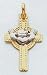 14kt Two-Tone Gold Claddaugh Cross - D859