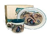 Birds of the Field Collage Soup Mug & Plate Set