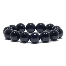 14mm Black Onyx Beaded Stretch Bracelet, 7" 14mm Black Onyx Beaded Stretch Bracelet, 7"
